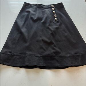 White House Black Market Black A-Line Skirt with Button Accents